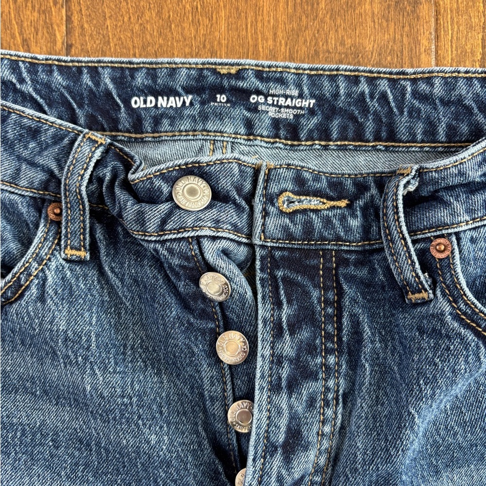 Old Navy Dark Blue Button-Fly Jeans